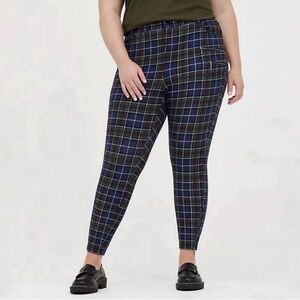 Size 24R Torrid Women's Skinny Studio Luxe Plaid Ponte Mid-Rise Zipper Pant